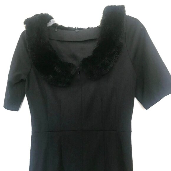 collectif Black fur Juliette Pencil Dress size small 1950s style pin up - Picture 7 of 8